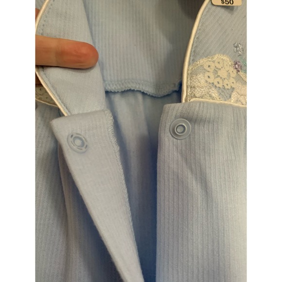 Adonna Button Front Long Sleeve Blue NWT Women's Large Pocket Robe Soft - Picture 6 of 6